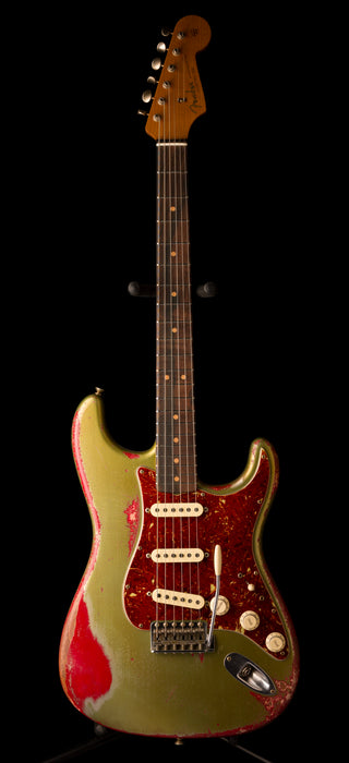 Fender Custom Shop Masterbuilt Todd Krause 1963 Stratocaster Heavy Relic Sage Green Metallic over Seminole RedFender Custom Shop Masterbuilt Todd Krause 1963 Stratocaster Heavy Relic Sage Green Metallic over Seminole Red