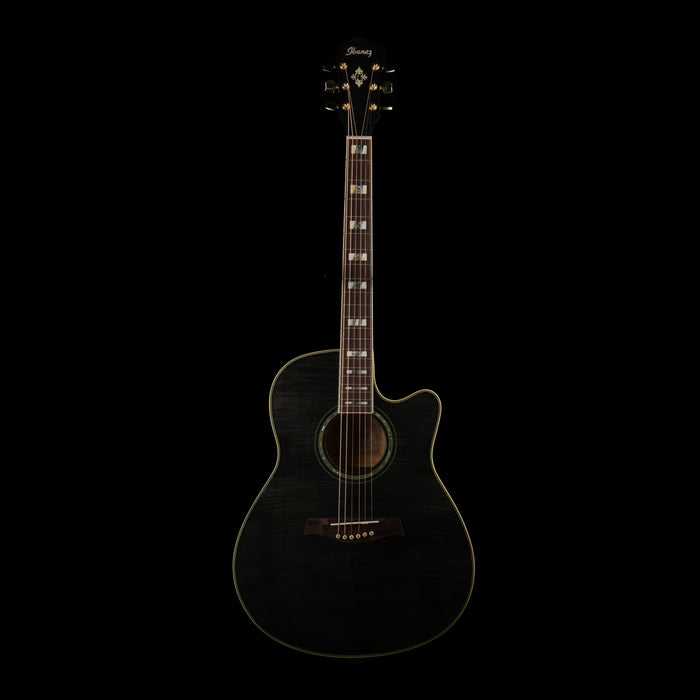 Used Ibanez AEF30E Trans Black Acoustic Electric Guitar with HSC