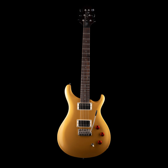 Electric guitar with a sunburst finish on a black background