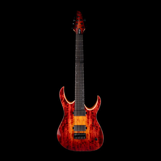 Mayones Duvell Elite 7 (26.5" Scale) Curly Poplar Top Lava Burst with Soft Case