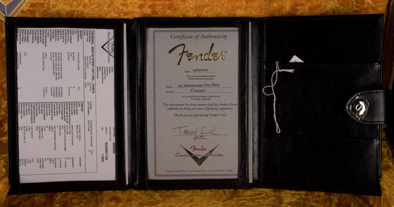 Used Fender Custom Shop 1960 Stratocaster Heavy Relic Faded Aged Foam Green with OHSC