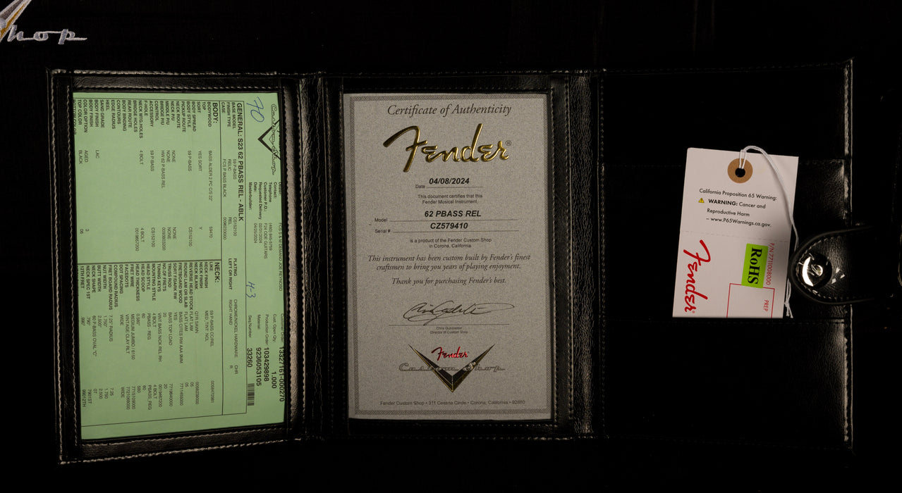 Fender Custom Shop 1962 Precision Bass Relic Aged Black