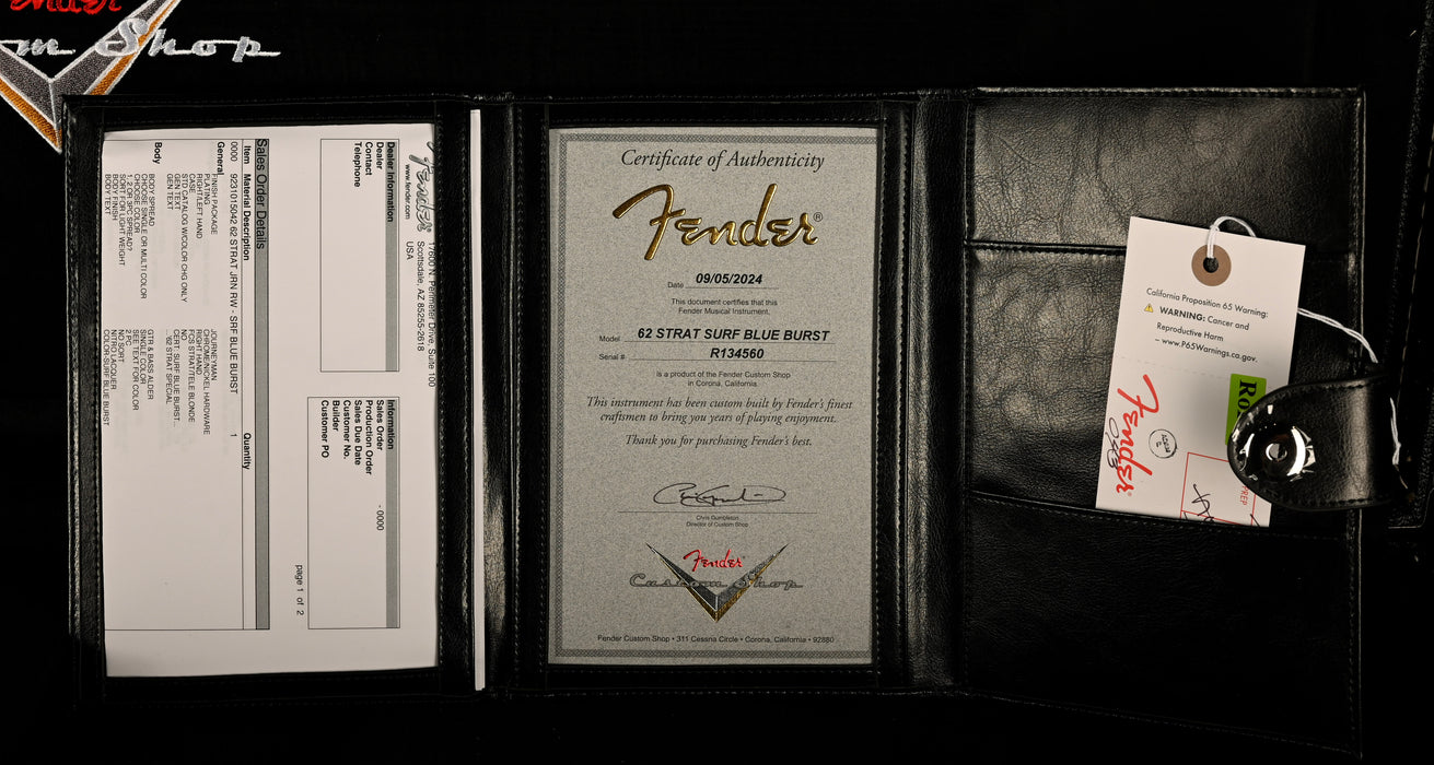 Fender Custom Shop 1962 Stratocaster Journeyman Relic Surf Blue Burst