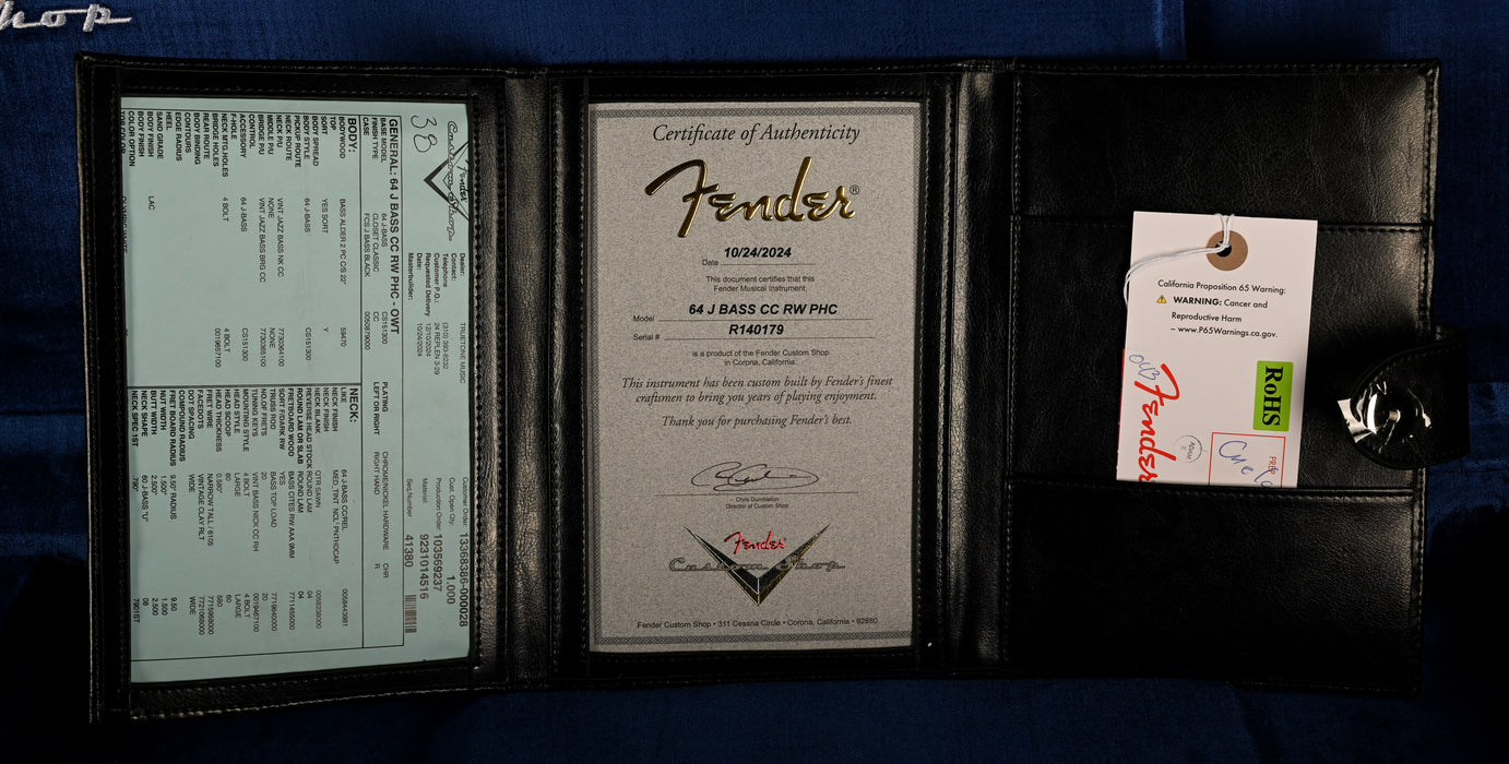 Fender Custom Shop 1964 Jazz Bass Closet Classic Olympic White With Case