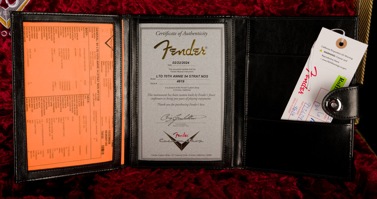 Fender Custom Shop Limited Edition 70th Anniversary 1954 Stratocaster NOS Wide-Fade 2-Color Sunburst With Case