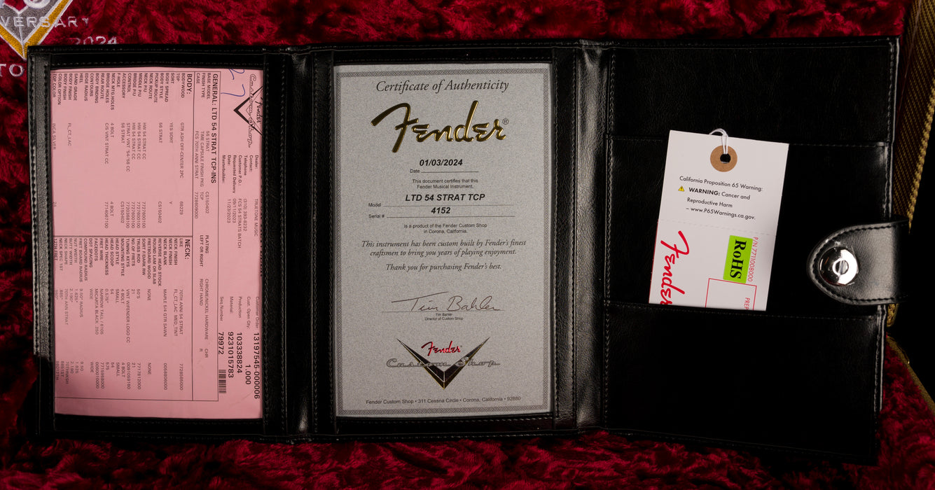 Fender Custom Shop Limited Edition 1954 Stratocaster Time Capsule Inca Silver