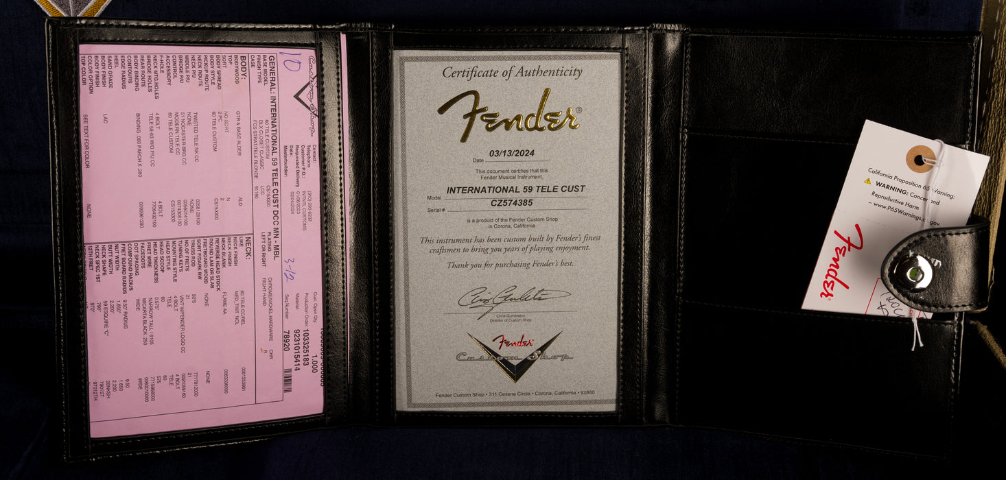 Fender Custom Shop International Custom 1959 Telecaster Custom Deluxe Closet Classic Maui Blue