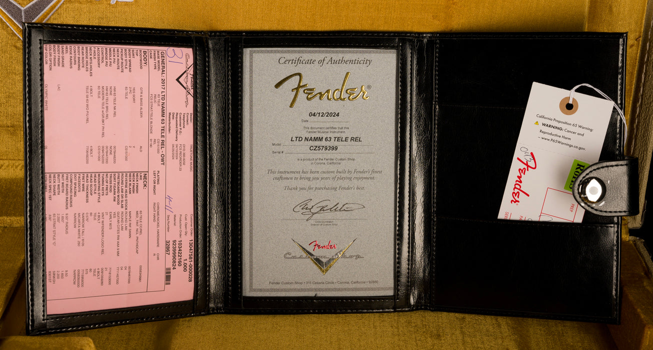 Fender Custom Shop Limited Edition 1963 Telecaster Relic Olympic White