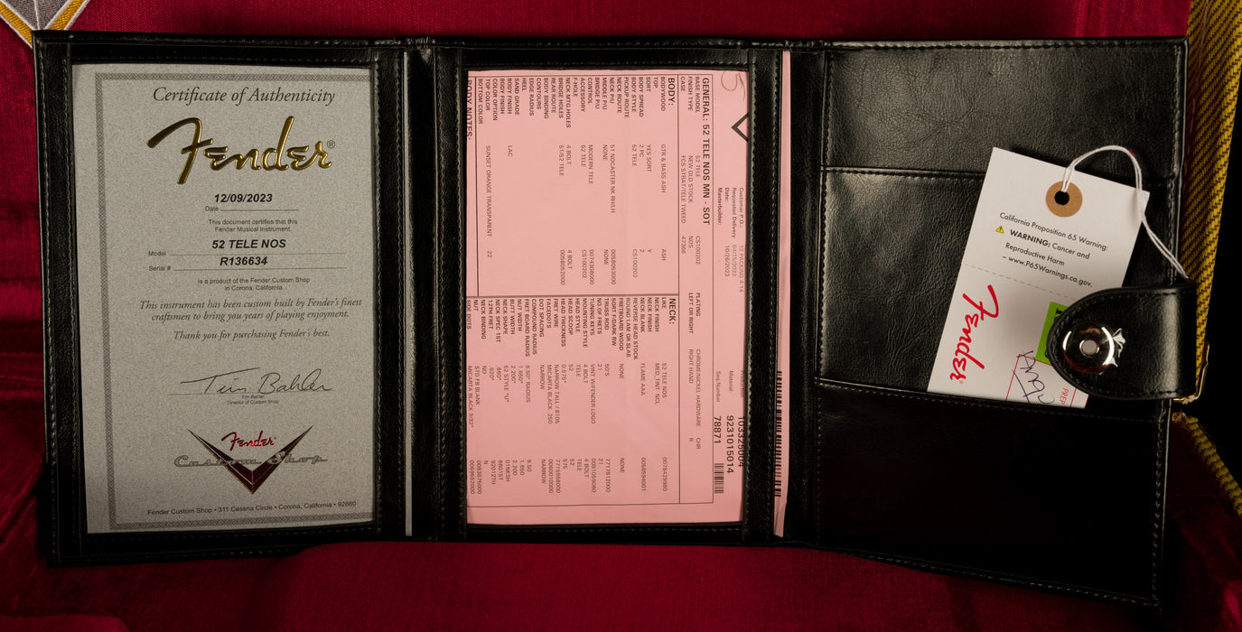 Fender Custom Shop 1952 Telecaster NOS Sunset Orange Transparent