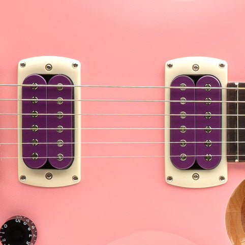 PRS SE Limited Edition Rock Lady Pink Pearl Electric Guitar Closeup Pickups