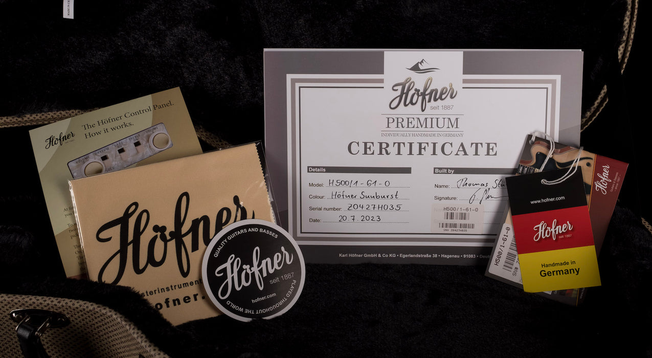 Hofner 1961 LTD Cavern Reissue Bass - Sunburst with Vintage Case - H500/1-61-O