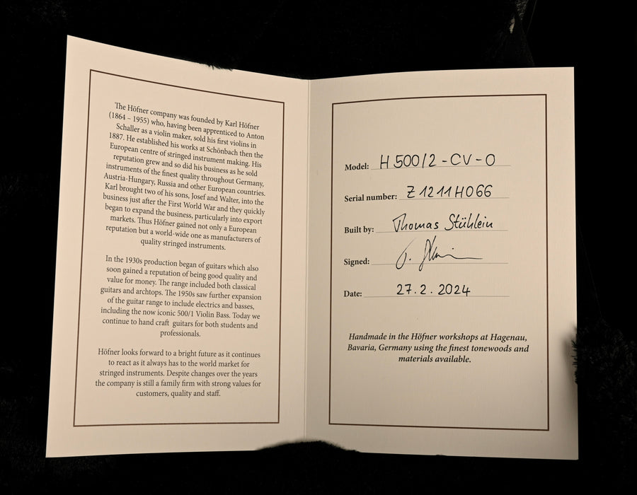 Hofner LTD Club Bass Dark Violin-Cavern Spacing with Vintage Case - H500/2-CV-O