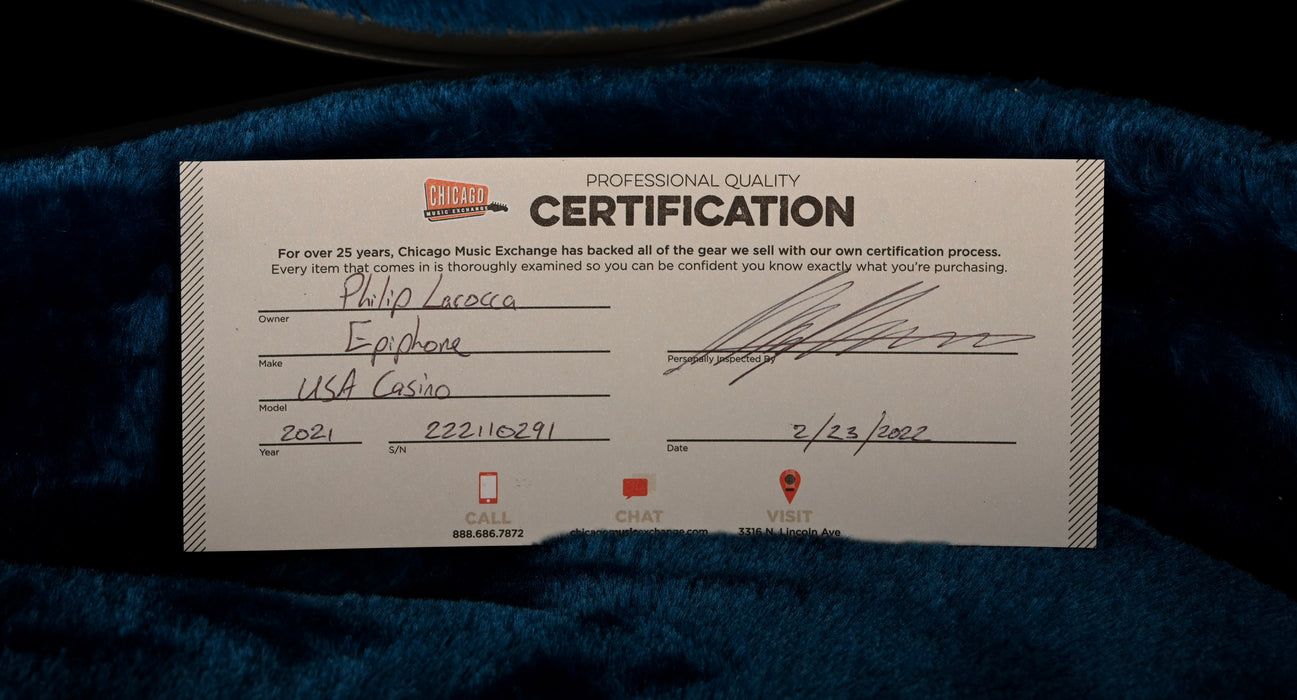 Pre Owned Epiphone USA Casino Vintage Sunburst With OHSC