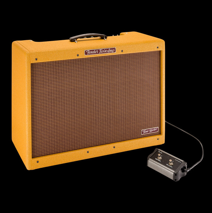 Fender Joe Bonamassa Tone Master '59 Twin JB Edition Tweed Guitar Amp Combo Angle With Footswitch 