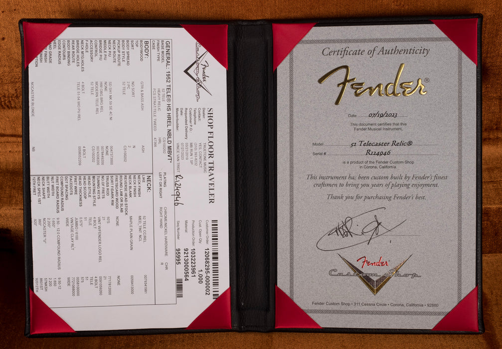 Fender Custom Shop Masterbuilt Vincent Van Trigt 1952 Telecaster