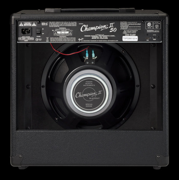 Fender Limited Edition Champion II 50 Blackout Guitar Amp Combo Back