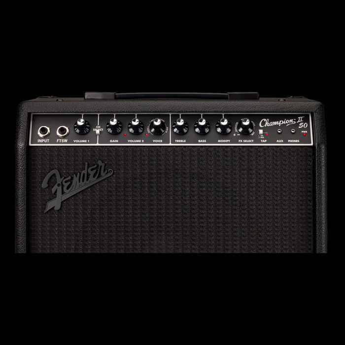 Fender Limited Edition Champion II 50 Blackout Guitar Amp Combo Control Panel