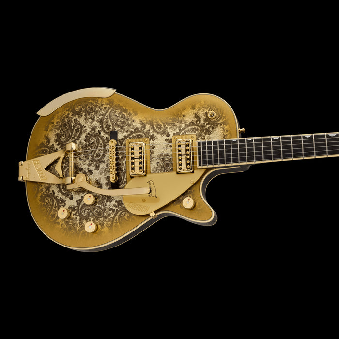 Gretsch Limited Edition G6134TG Paisley Penguin Gold Paisley Contour Body Right