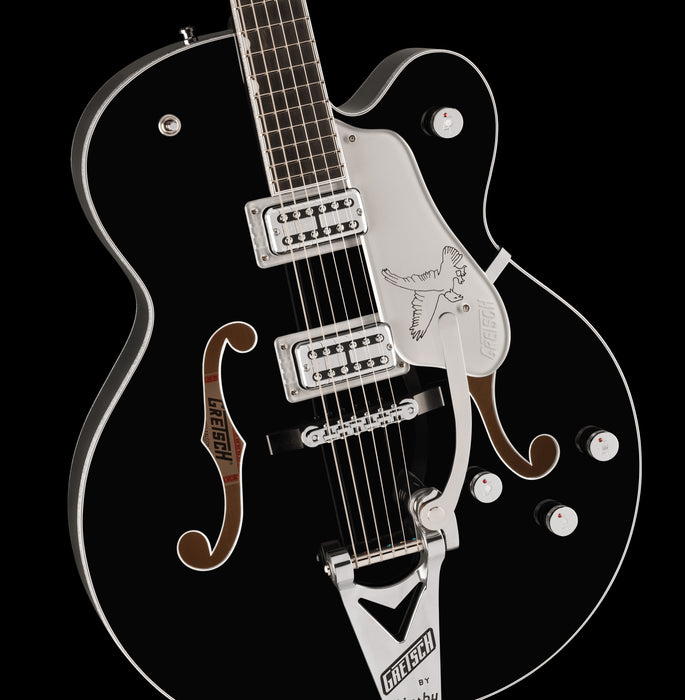 Gretsch Falcon Hollow Body with String-Thru Bigsby and Chrome Hardware Black Front Body