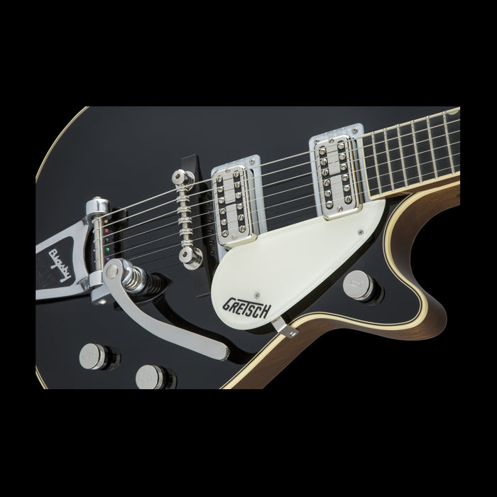 Gretsch G6128T-59 Vintage Select ’59 Duo Jet with Bigsby TV Jones Black Front Body Detail
