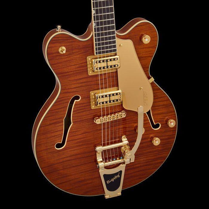 Gretsch Limited Edition Electromatic Flame Okoume Broadkaster Roundup Orange Front Body Detail