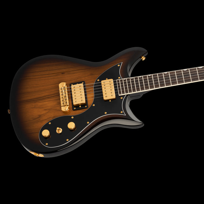 Gretsch Limited Edition Electromatic Black Limba CVT Sunburst Closeup Body Right
