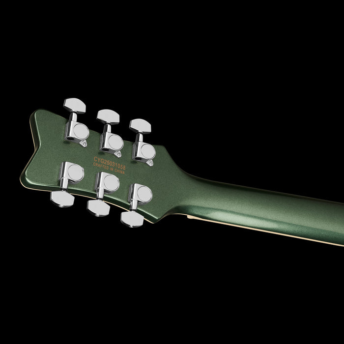 Gretsch Electromatic Jet Club 1 Pickup Rosewood Fingerboard Steel Olive Headstock Back