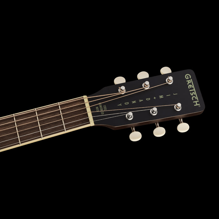 Gretsch Jim Dandy Parlor Deep Cherry Burst Acoustic Guitar Headstock