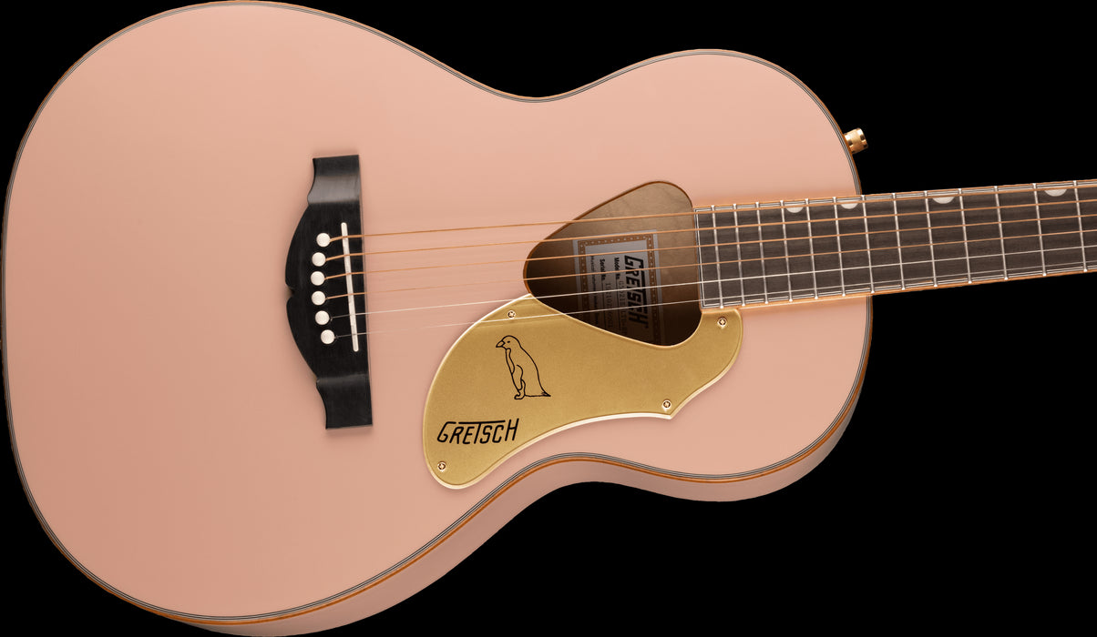Gretsch G5021E Rancher Penguin Parlor Acoustic/Electric Shell Pink Acoustic Guitar Contoured Body Right