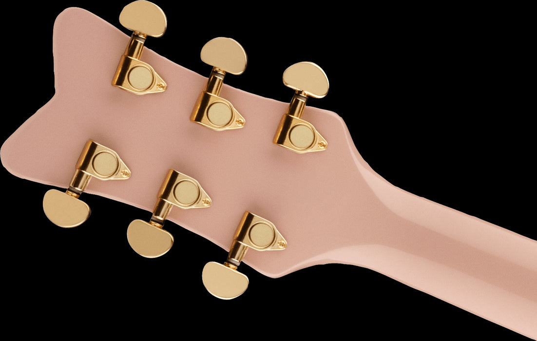 Gretsch G5021E Rancher Penguin Parlor Acoustic/Electric Shell Pink Acoustic Guitar Headstock Back
