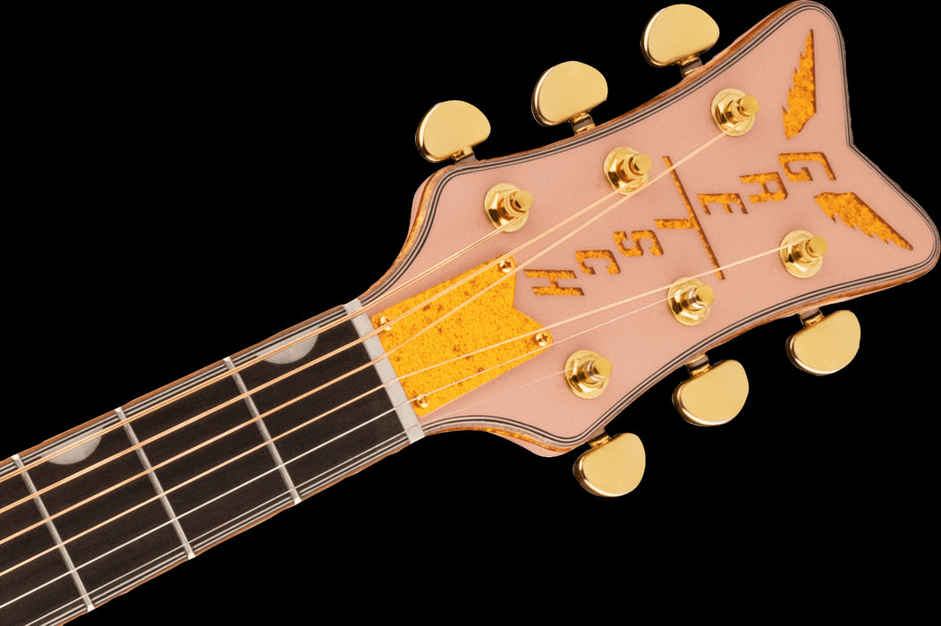 Gretsch G5021E Rancher Penguin Parlor Acoustic/Electric Shell Pink Acoustic Guitar Headstock