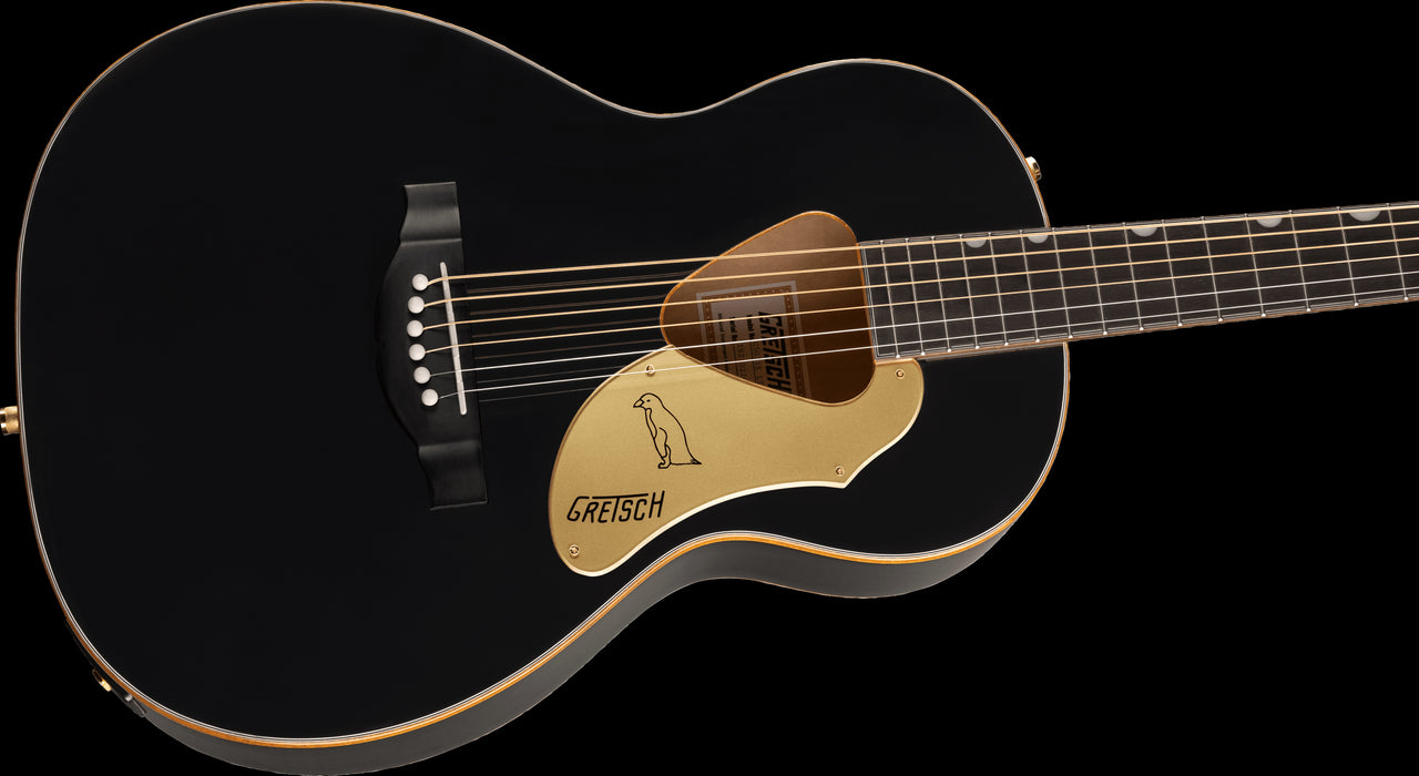 Gretsch G5021E Rancher Penguin Parlor Acoustic/Electric Black Acoustic Guitar Closeup Body Right