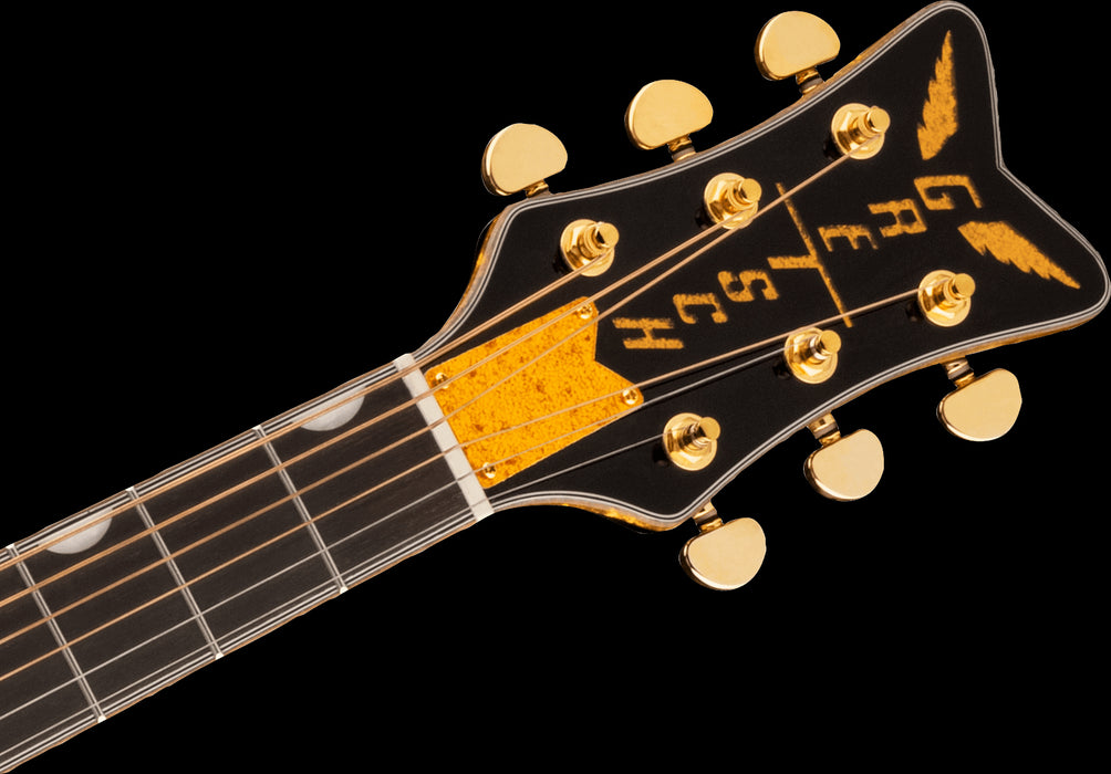 Gretsch G5021E Rancher Penguin Parlor Acoustic/Electric Black Acoustic Guitar Headstock