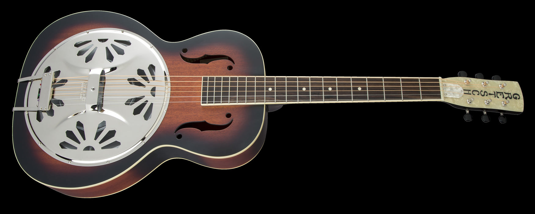 Gretsch G9220 Bobtail Round-Neck Acoustic-Electric Resonator Guitar Sunburst Front Angle Left