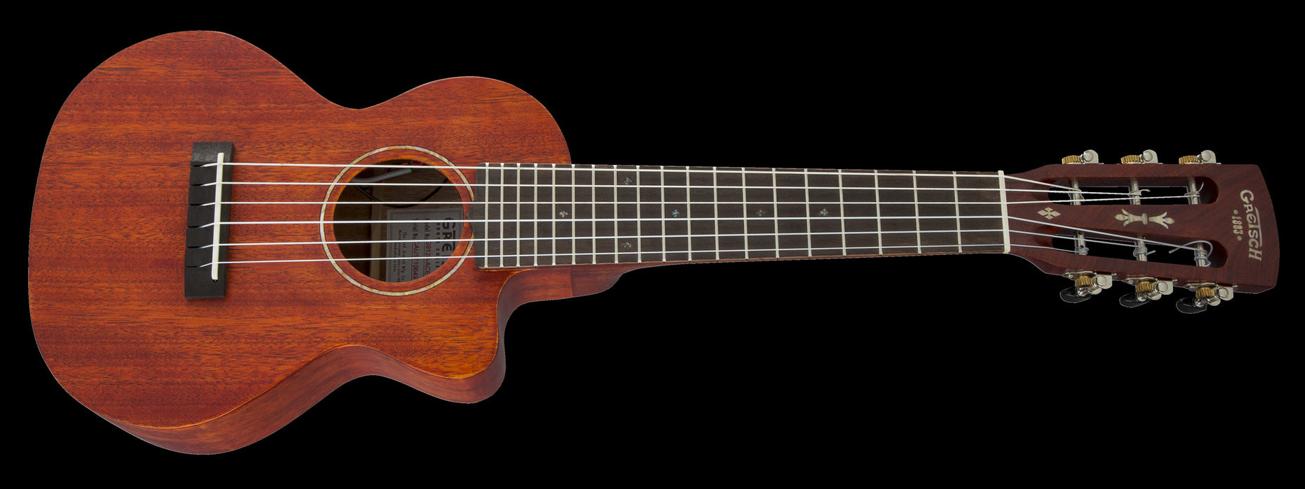 Gretsch G9126 A.C.E. Guitar-Ukulele Acoustic-Electric Honey Mahogany Stain Tilt Up Left