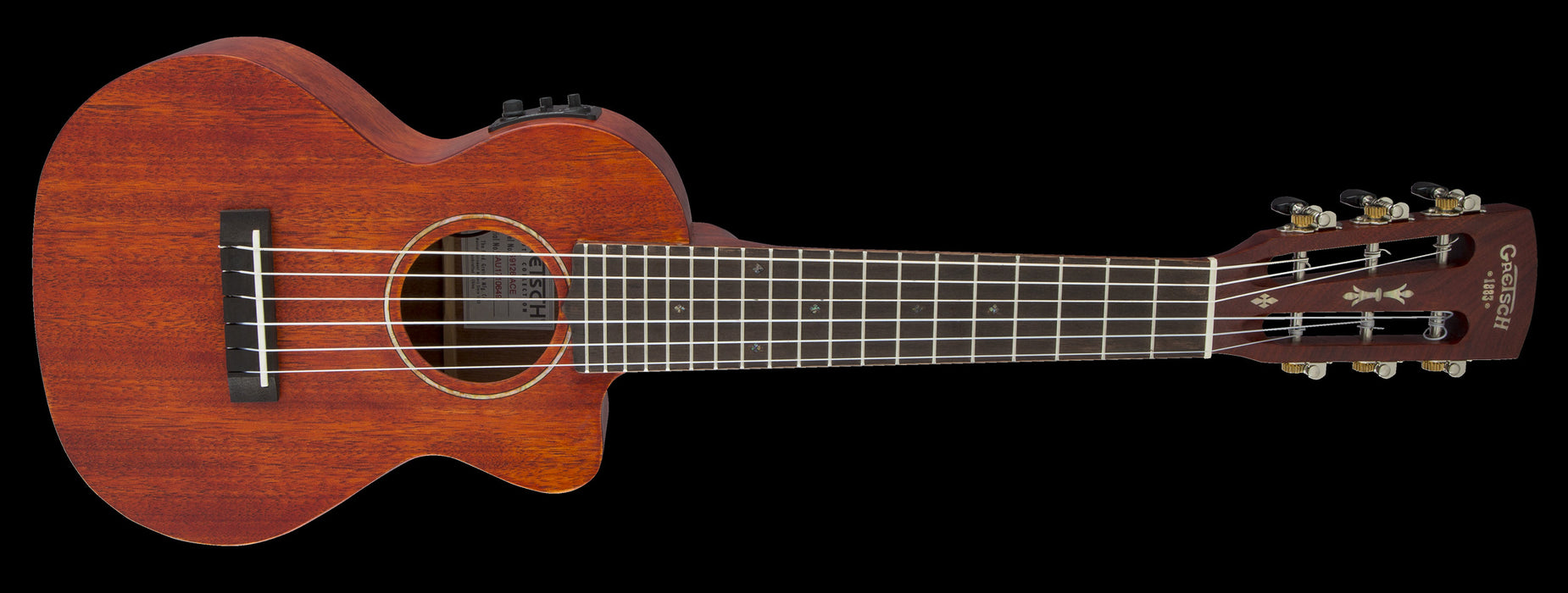 Gretsch G9126 A.C.E. Guitar-Ukulele Acoustic-Electric Honey Mahogany Stain Tilt Down Right