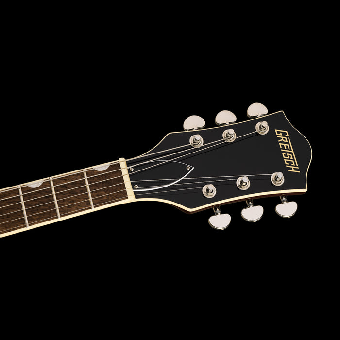 Gretsch G2655T Streamliner Center Block Jr. Double-Cut Cadillac Green Electric Guitar Headstock 