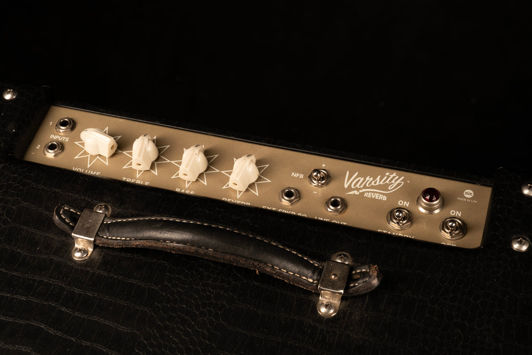 Used Magnatone Varsity Reverb Black Tolex TV Front Guitar Amp Combo With Tuki Cover