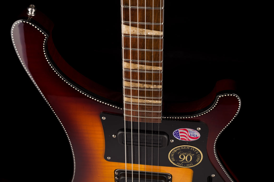 Pre Owned 2022 Rickenbacker Limited Edition 90th Anniversary 480XC TBG TobaccoGlo Guitar With OHSC - Serial # 22 17794