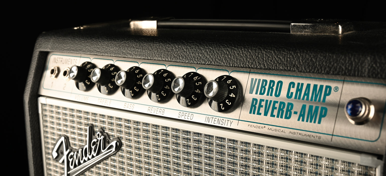 Used Fender '68 Custom Vibro Champ Reverb Black Guitar Amp Combo