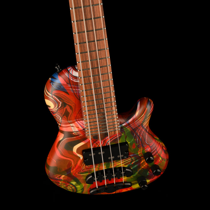 Mayones Cali4 Bass (17.5" Scale) Acid Trip  Custom Swirl With Case One of a Kind