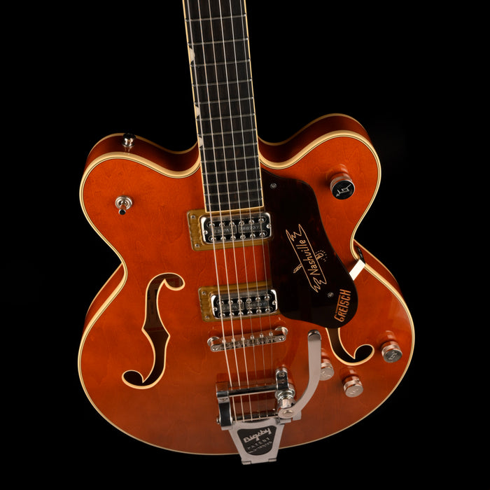 Used 2024 Gretsch Nashville G6220 TDC Top Flame Maple Round Up Orange With OHSC