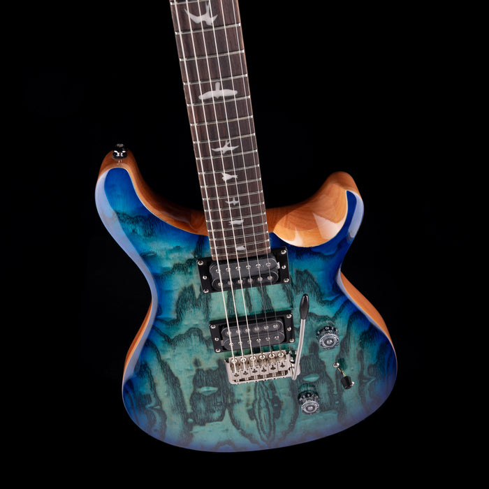 PRS SE Exotic Custom 24 Burled Ash Lake Blue With Gig Bag