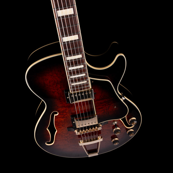 Pre Owned Ibanez Artcore AG95-DBS-12-04 Hollow Body Electric Guitar Dark Brown Sunburst with CAse