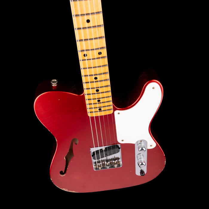 Pre Owned 2024 Fender Custom Shop Limited Edition Red Hot Esquire Thinline Relic Super-faded Candy Apple Red With OHSC