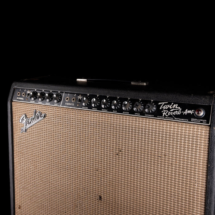 Vintage 1966 Fender Twin Reverb Black Guitar Amp Combo #A03334