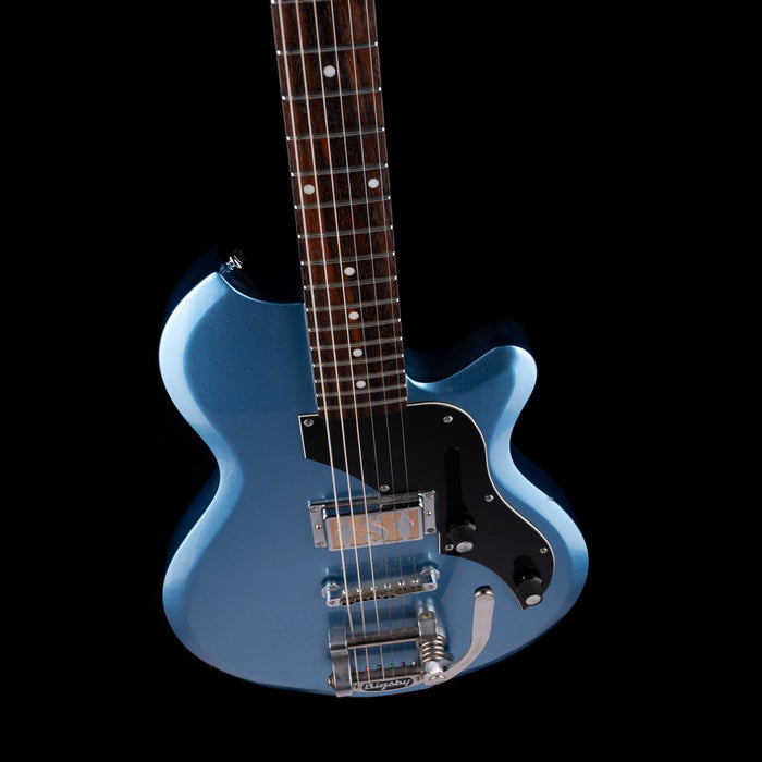 Pre Owned Supro Model 2010BM Jamesport Single Pickup Island Series Ocean Blue Metallic With Bigsby With OHSC