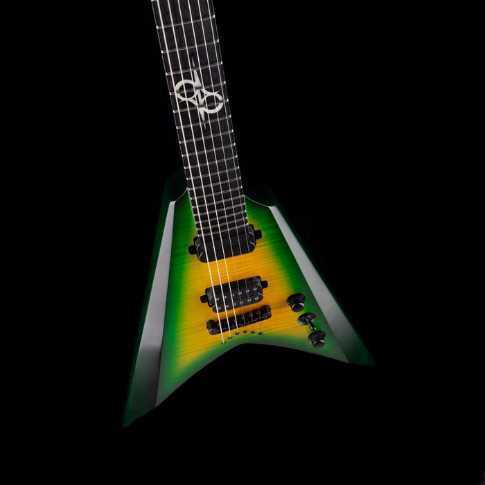 Pre Owned 2023 Solar Guitars V2.6LB Flame Lime Burst Matte Electric Guitar With OHSC