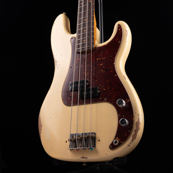 Pre-Owned 2024 Fender Custom Shop 1964 Precision Bass Relic Aged Vintage White With OHSC