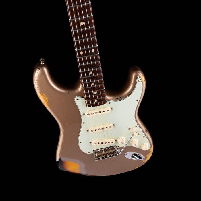 Used 2017 Fender Custom Shop 1962 Stratocaster Heavy Relic Faded Shoreline Gold over 2-Tone Sunburst with OHSC